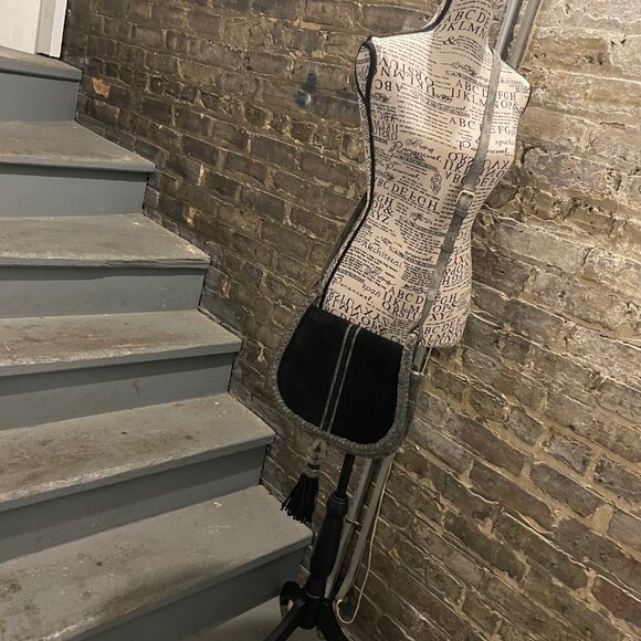 Steven by Steve Madden Black Suede & Metallic Silver Purse (Never Used) - Picture 2 of 15